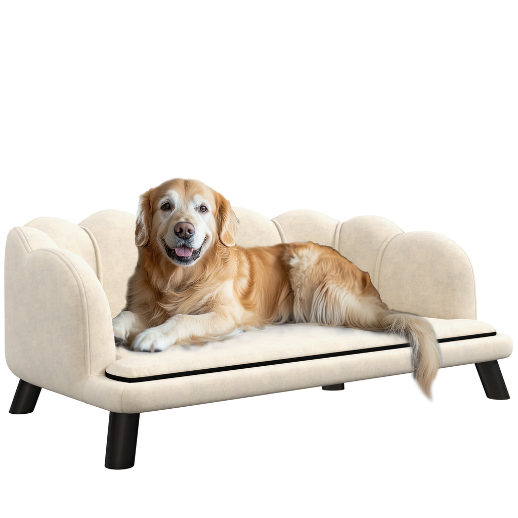 PawHut Hundesofa Katzenbett in zeitgenössischem Muscheldesign Größe 98L x 60B x 35H cm mit flauschigem Kissen aus Velours grün