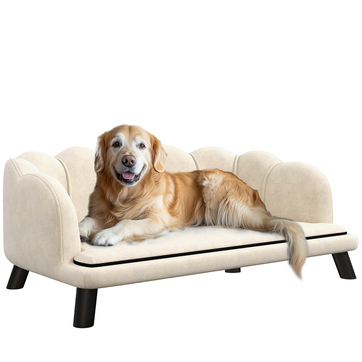 PawHut Hundesofa Katzenbett in zeitgenössischem Muscheldesign Größe 98L x 60B x 35H cm mit flauschigem Kissen aus Velours grün