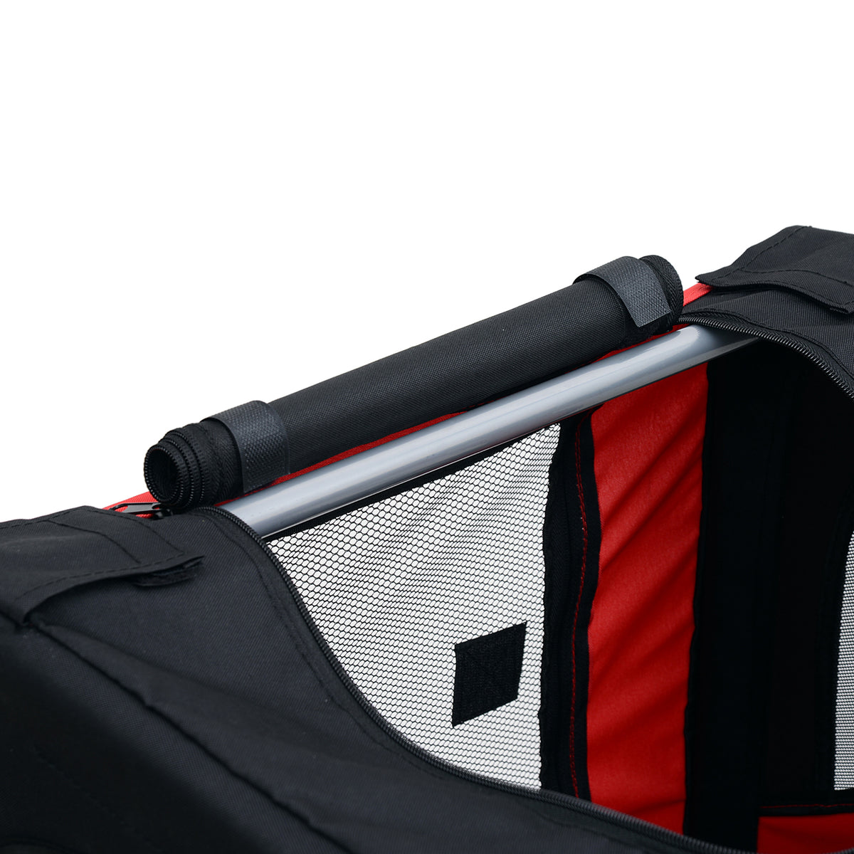 PawHut Fahrradanhänger für Hunde Haustiere 8 Reflektoren Flagge Deichsel inkl. Stahl Polyester wasserdicht Max. 30 kg 130L x 73B x 90H cm Rot