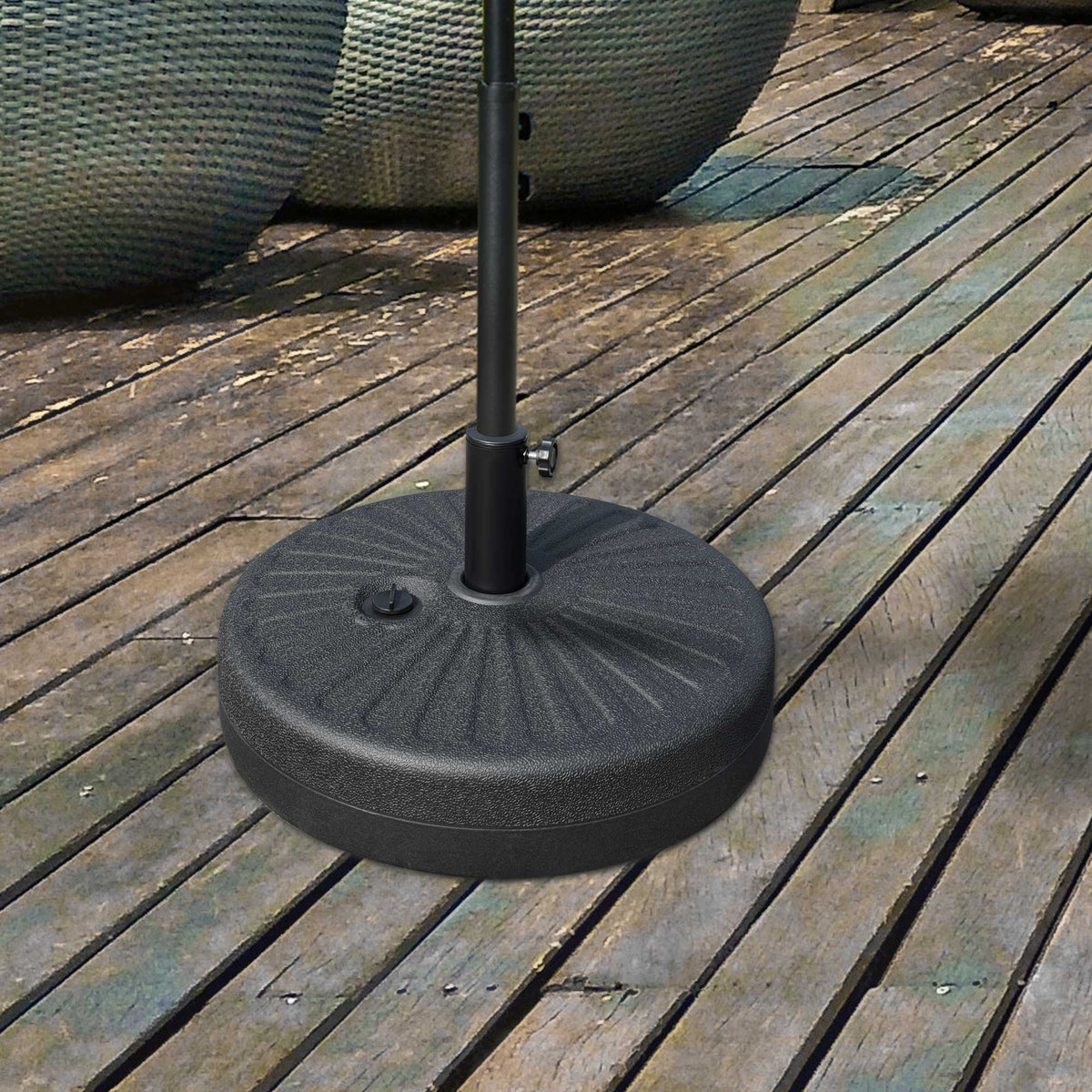 Outsunny Sonnenschirmständer 22 kg Schirmständer Rund Schirmhalter, Schirmgewicht, Ständer für Sonnenschirm 38/48mm Rohrdurchmesser, für Balkon, Terasse, Garten, Schwarz