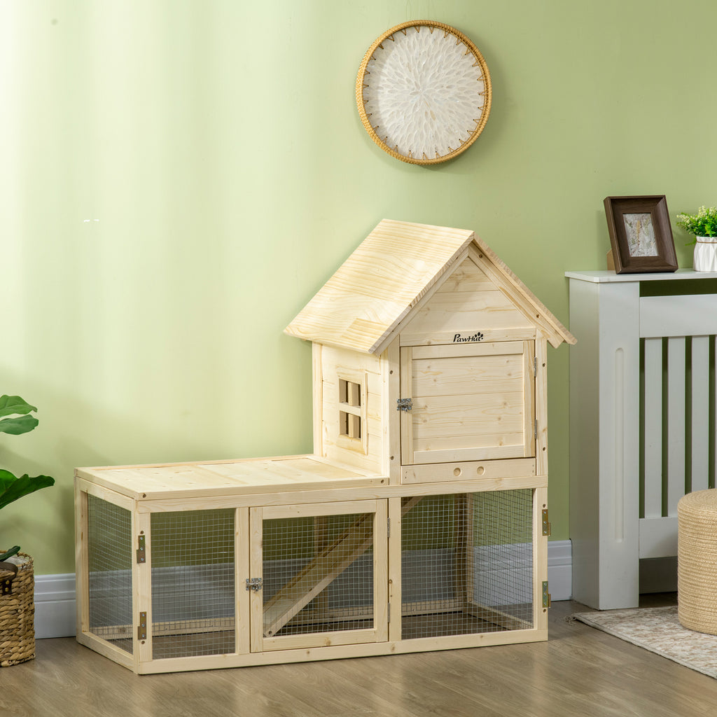 PawHut Kaninchenstall, 1 Rampe, 1 Nistkasten, 1 Bodenwanne, 151,5 x 106 x 97 cm