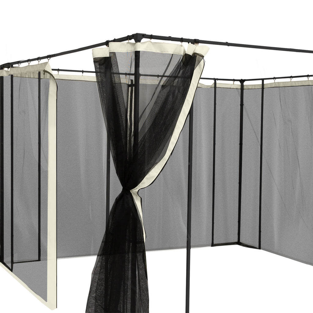 Outsunny Moskitonetz für 3x3 Pavillon 4 Seitenteile Fliegennetz mit Haken Reißverschluss Mückennetz Insektenschutz Fliegengitter Nylon-Mesh Schwarz