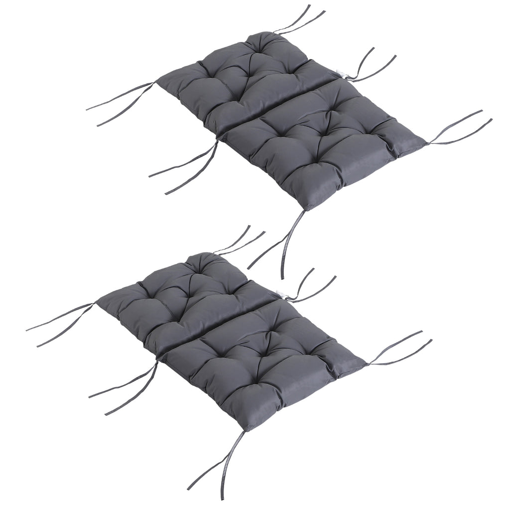 Outsunny 2er-Set Sitzkissen, 98cm x 50cm x 8cm Stuhlkissen mit Bänder, Polsterauflage, waschbar/Ergonomische Sitzpolster für Haus, Garten, Sofa, Grau