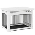 PawHut Hundekäfig 3-in-1 Beistelltisch Hundepark abnehmbares Tablett für mittelgroße Hunde 82,5 x 57,5 x 59,5 cm weiß