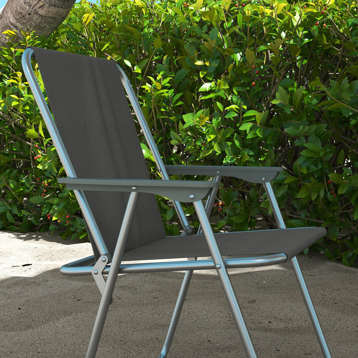Outsunny Gartenstuhl Klappstuhl Campingstuhl, 53 cm x 54 cm x 76 cm, Glau + Silber