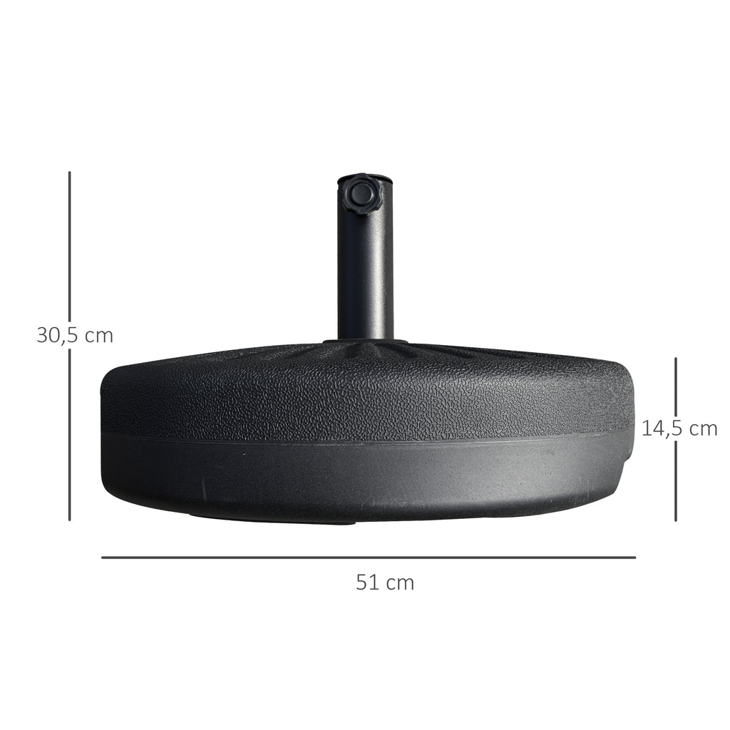 Outsunny Sonnenschirmständer 22 kg Schirmständer Rund Schirmhalter, Schirmgewicht, Ständer für Sonnenschirm 38/48mm Rohrdurchmesser, für Balkon, Terasse, Garten, Schwarz