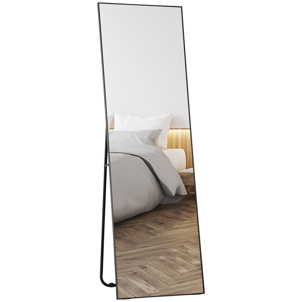 HOMCOM Ganzkörperspiegel, Freistehendes oder Wandmontiertes Design, 40x150 cm, Schwarz