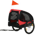 PawHut Hundeanhänger, klappbarer Fahrradanhänger für Hunde, wasserbeständig, Oxfordstoff, Metall, 140 x 71 x 83 cm, Rot