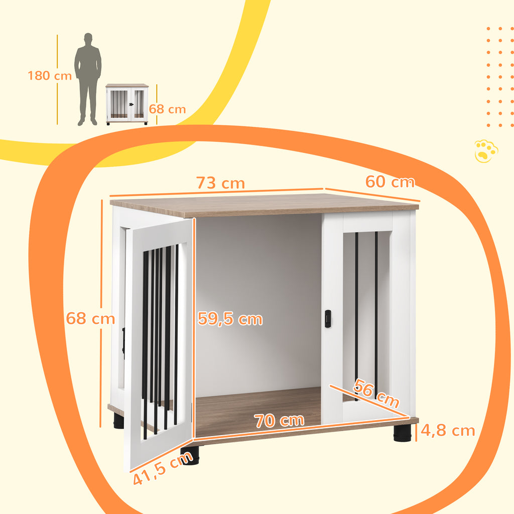PawHut Hundekäfig Haustier auf Füßen 2 in 1 Beistelltisch mit 1 verriegelbaren Tür - Maße 73L x 60B x 68H cm