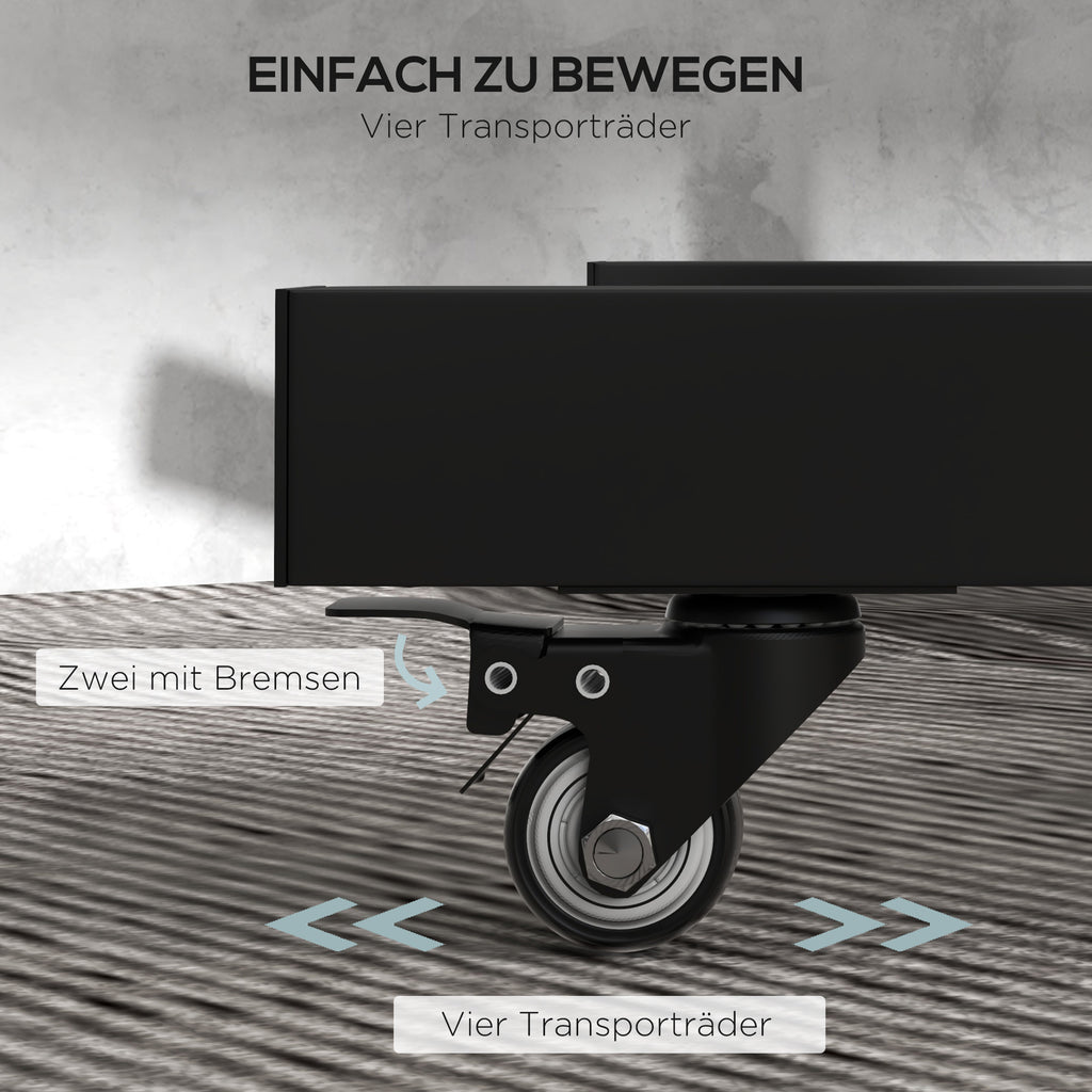 SPORTNOW Hantelscheibenablage, 6 Tragarme, 2 Hülsen für Hantelstangen, bis 200 kg, Stahl, 70 x 60 x 135 cm, schwarz
