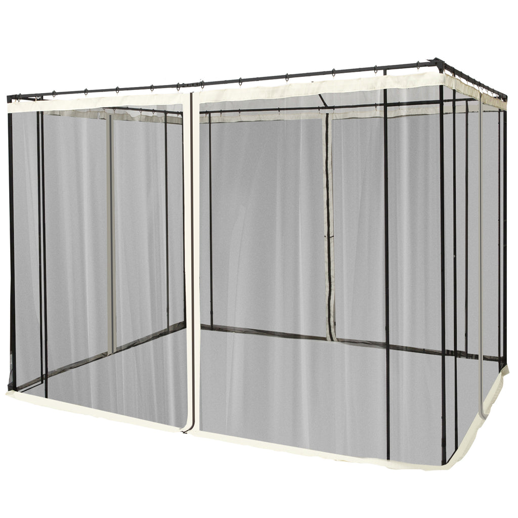 Outsunny Moskitonetz für 3x3 Pavillon 4 Seitenteile Fliegennetz mit Haken Reißverschluss Mückennetz Insektenschutz Fliegengitter Nylon-Mesh Schwarz