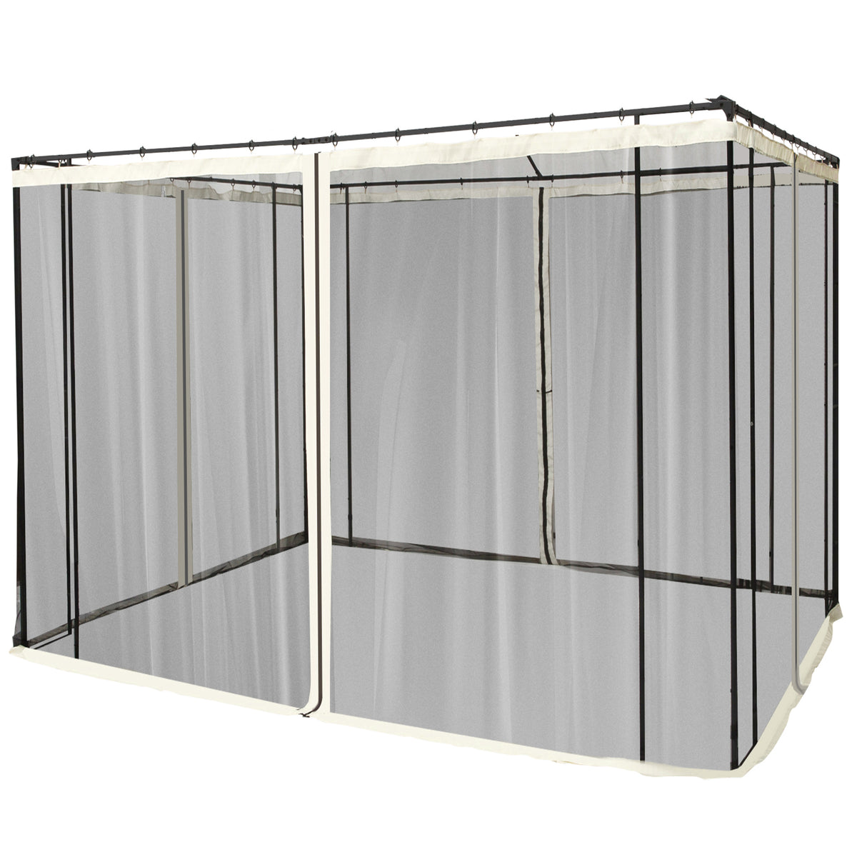 Outsunny Moskitonetz für 3x3 Pavillon 4 Seitenteile Fliegennetz mit Haken Reißverschluss Mückennetz Insektenschutz Fliegengitter Nylon-Mesh Schwarz