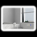 HOMCOM Badezimmerspiegel LED Bluetooth 50 x 70 cm Touch-Schalter einstellbares Licht 3 Farben Anti-Beschlag Speicher Silber