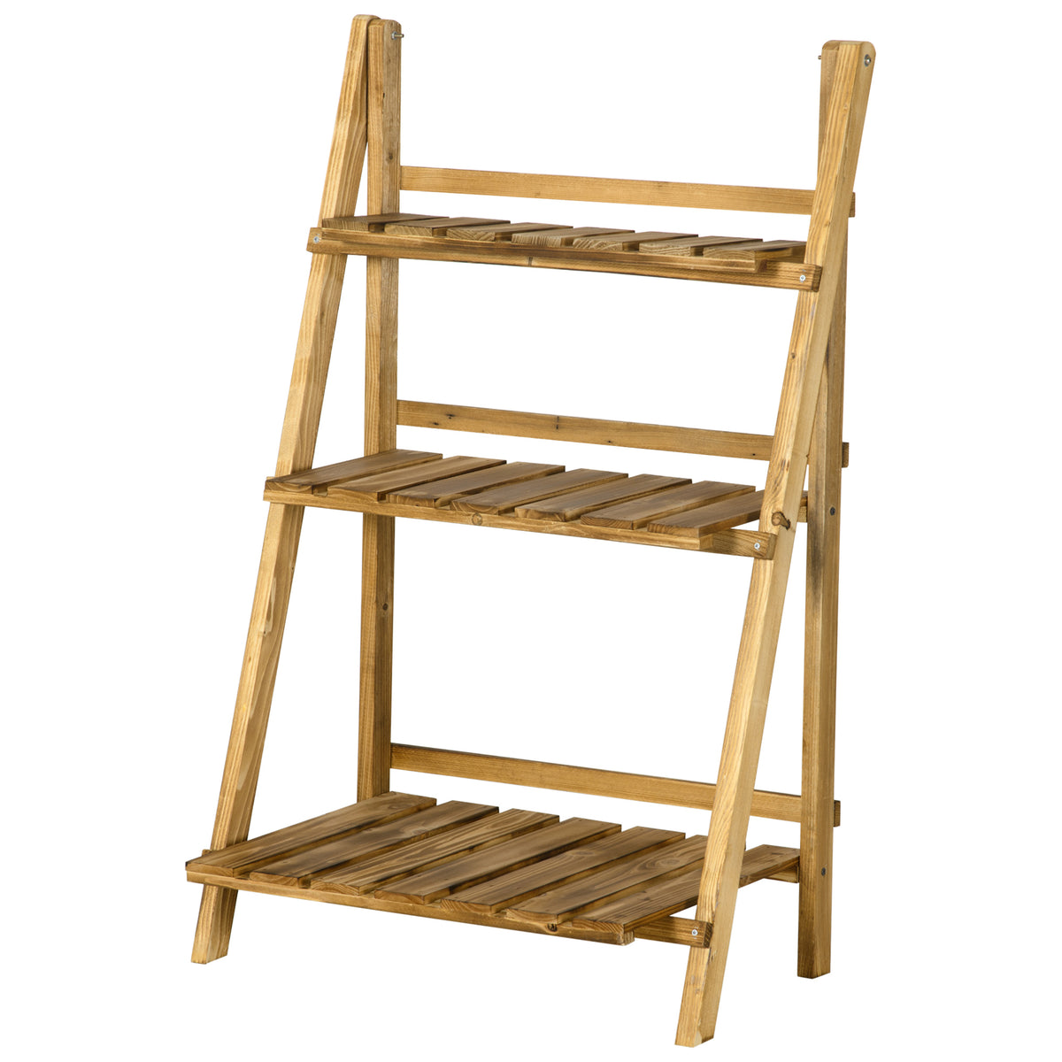 Outsunny Pflanzentreppe Blumenbank Blumentreppe Blumenregal Pflanzregal Blumenständer 3 Stufen Tannenholz Dunkelbraun 60 x 37 x 93 cm