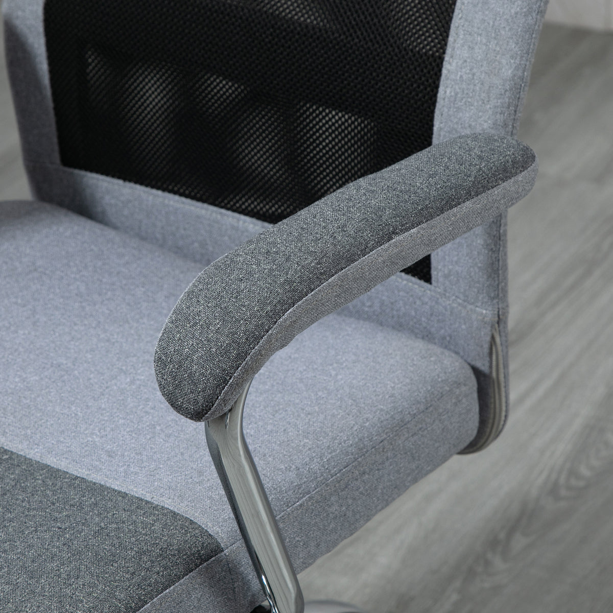 Vinsetto Bürostuhl Ergonomisch Drehbar, Höhenverstellbar und Wippfunktion, Netzstoff Armlehnen Stuhl 65x67x119-129cm Grau