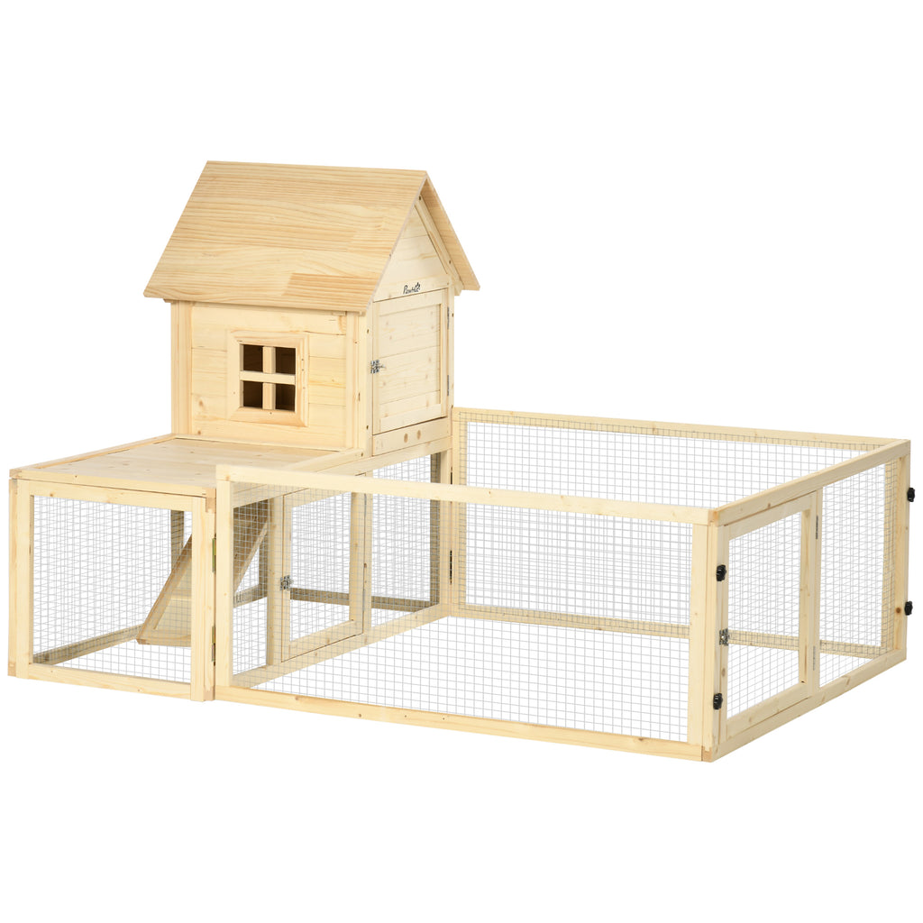 PawHut Kaninchenstall, 1 Rampe, 1 Nistkasten, 1 Bodenwanne, 151,5 x 106 x 97 cm