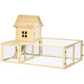 PawHut Kaninchenstall, 1 Rampe, 1 Nistkasten, 1 Bodenwanne, 151,5 x 106 x 97 cm