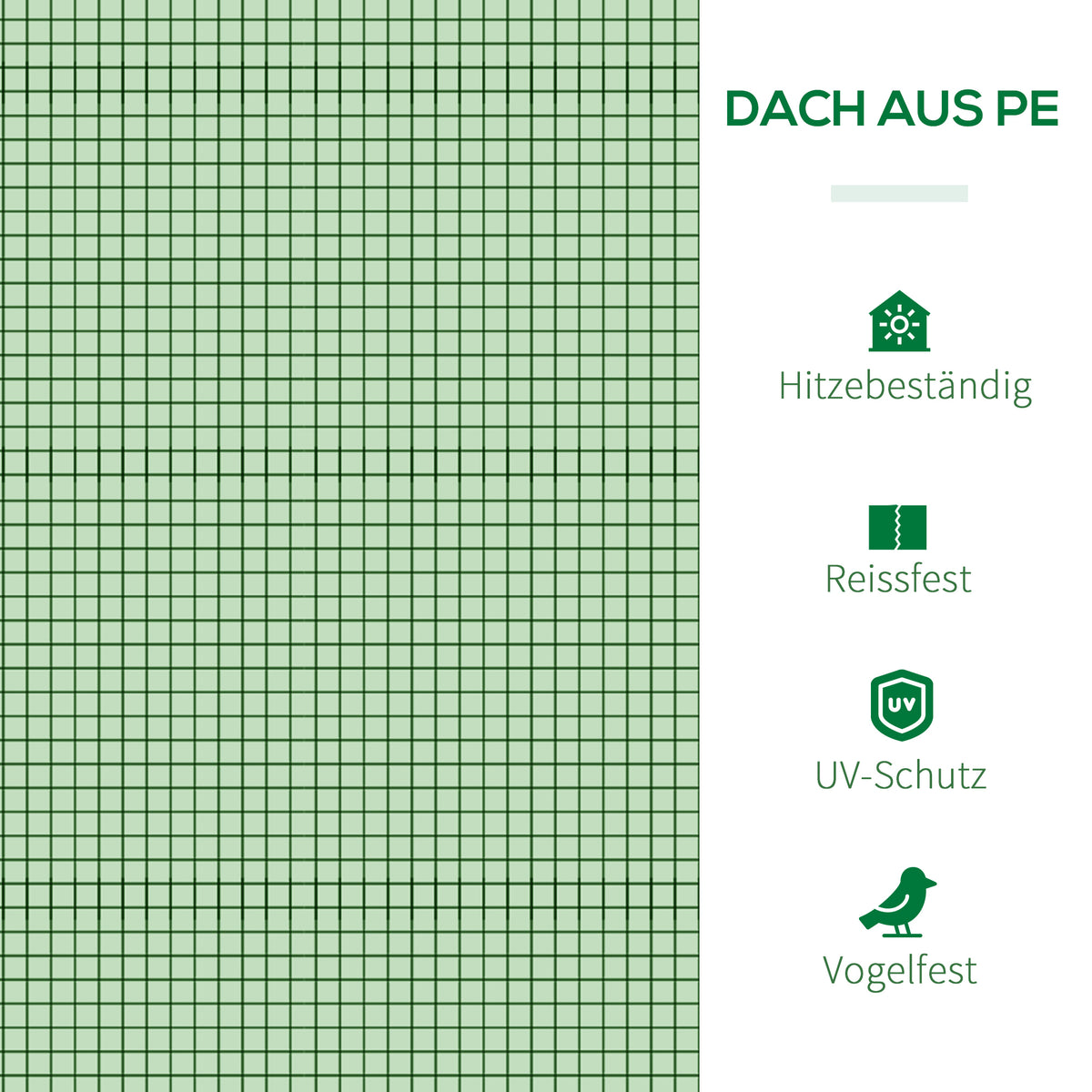 Outsunny Foliengewächshaus, drei aufrollbare Türen, robuste Plane, Stahlrahmen, grün, 2,95 x 1 x 0,8 m