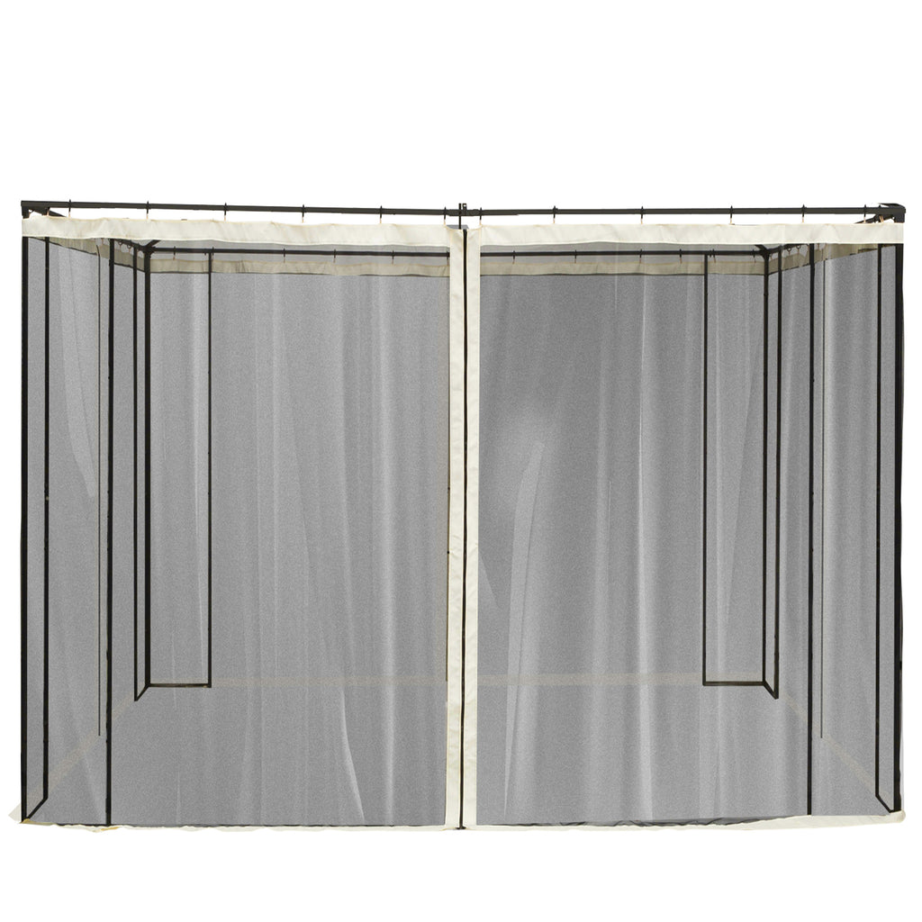 Outsunny Moskitonetz für 3x3 Pavillon 4 Seitenteile Fliegennetz mit Haken Reißverschluss Mückennetz Insektenschutz Fliegengitter Nylon-Mesh Schwarz