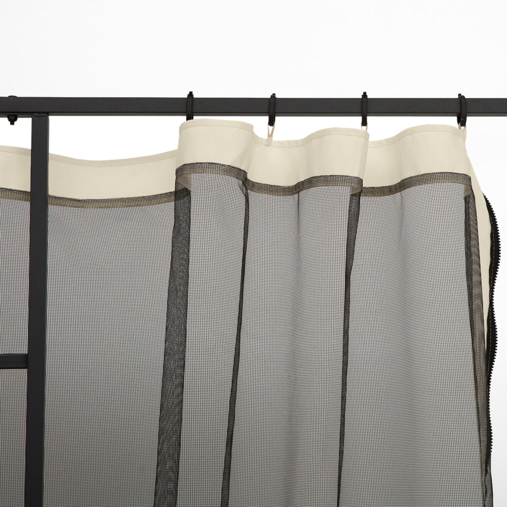 Outsunny Moskitonetz für 3x3 Pavillon 4 Seitenteile Fliegennetz mit Haken Reißverschluss Mückennetz Insektenschutz Fliegengitter Nylon-Mesh Schwarz