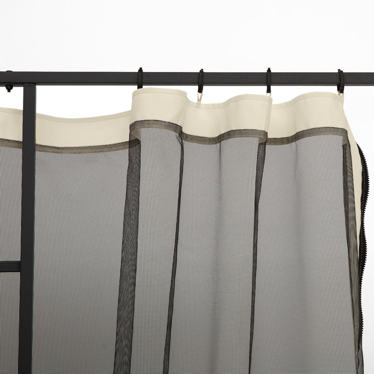 Outsunny Moskitonetz für 3x3 Pavillon 4 Seitenteile Fliegennetz mit Haken Reißverschluss Mückennetz Insektenschutz Fliegengitter Nylon-Mesh Schwarz