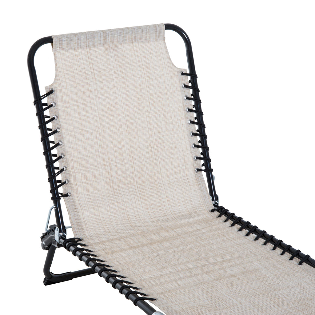 Outsunny Sonnenliege klappbar Gartenliege, Liegestuhl mit 4-Fach verstellbare Rückenlehne, wetterfeste Campingliege bis 120 kg belastbar, für Garten Strand Pool, Cremeweiß