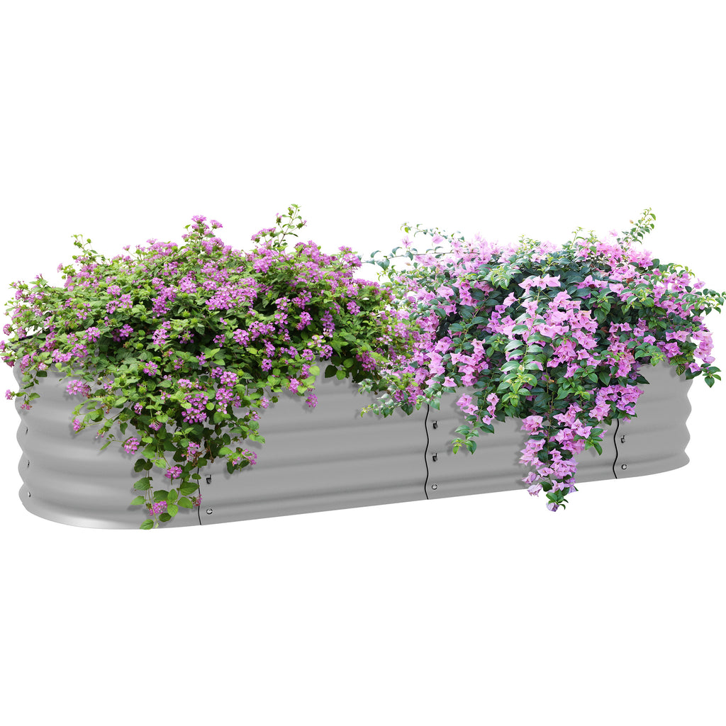 Outsunny Hochbeet Pflanzenbeet, modulares Hochbett, geschützte Kanten, Design ohne Boden,  150 x 62 x 30 cm, Silber