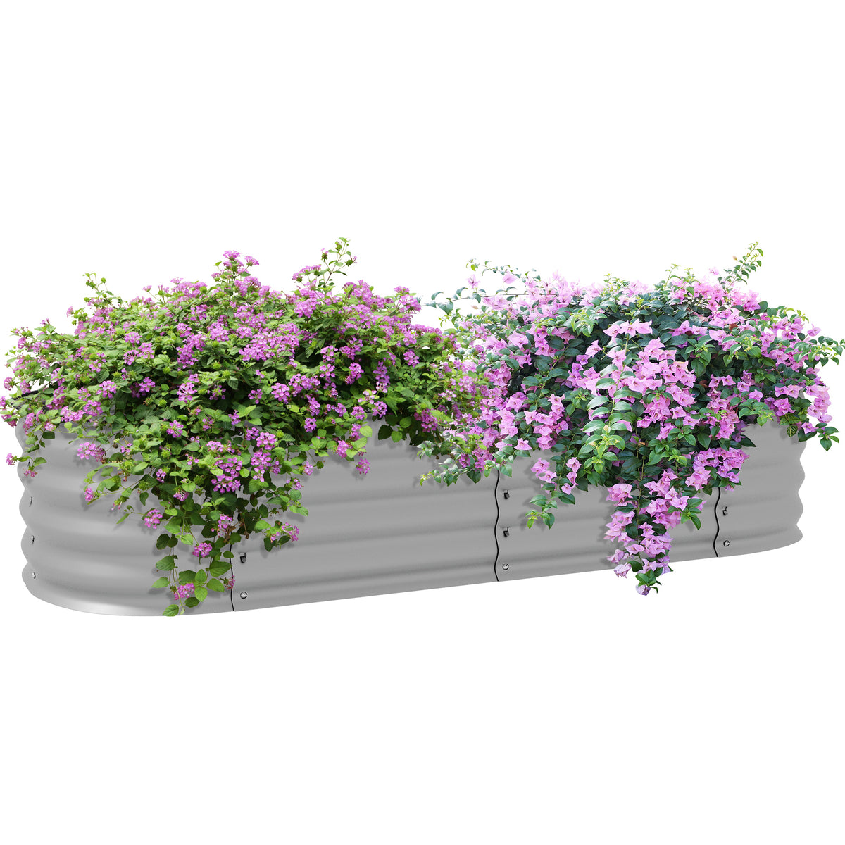 Outsunny Hochbeet Pflanzenbeet, modulares Hochbett, geschützte Kanten, Design ohne Boden,  150 x 62 x 30 cm, Silber