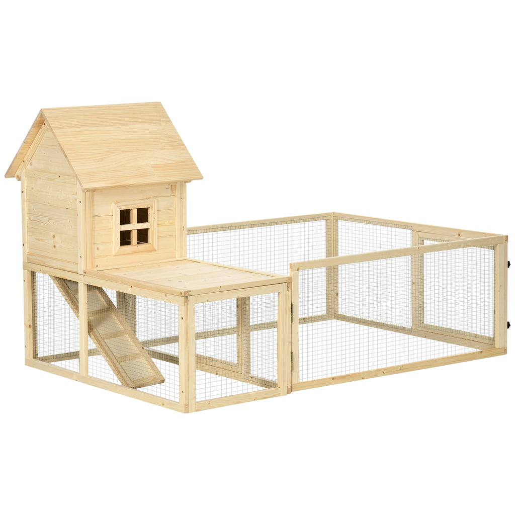 PawHut Kaninchenstall, 1 Rampe, 1 Nistkasten, 1 Bodenwanne, 151,5 x 106 x 97 cm