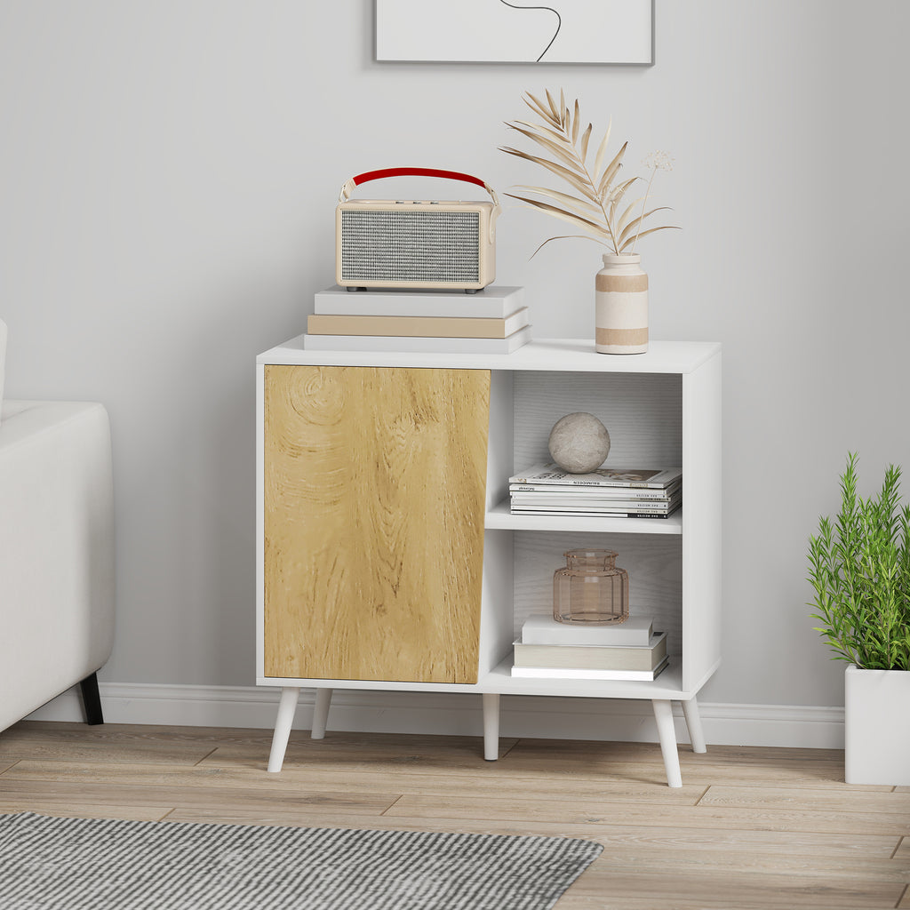 HOMCOM Sideboard mit Schrank und Aufbewahrungsfach, aus Holz, 80x39x76 cm, Weiß