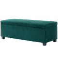HOMCOM Samt Cord Aufbewahrungshocker End Of Bed mit Deckel, für Wohnzimmer, Schlafzimmer, Eingangsbereich, 112 x 42 x 40 cm, Grün