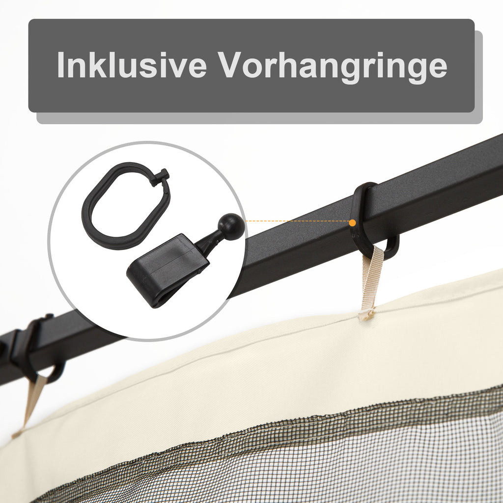 Outsunny Moskitonetz für 3x3 Pavillon 4 Seitenteile Fliegennetz mit Haken Reißverschluss Mückennetz Insektenschutz Fliegengitter Nylon-Mesh Schwarz