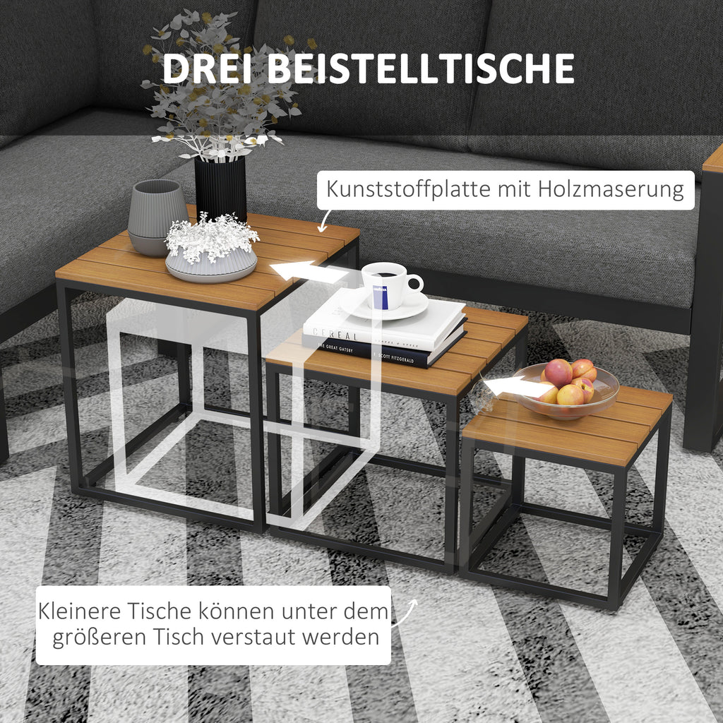 Outsunny Outdoorsitzgruppe 5-teiliges Loungemöbelsicht Gartenmöbelset, 148 cm x 61 cm x 71,5 cm, Grau + Natur
