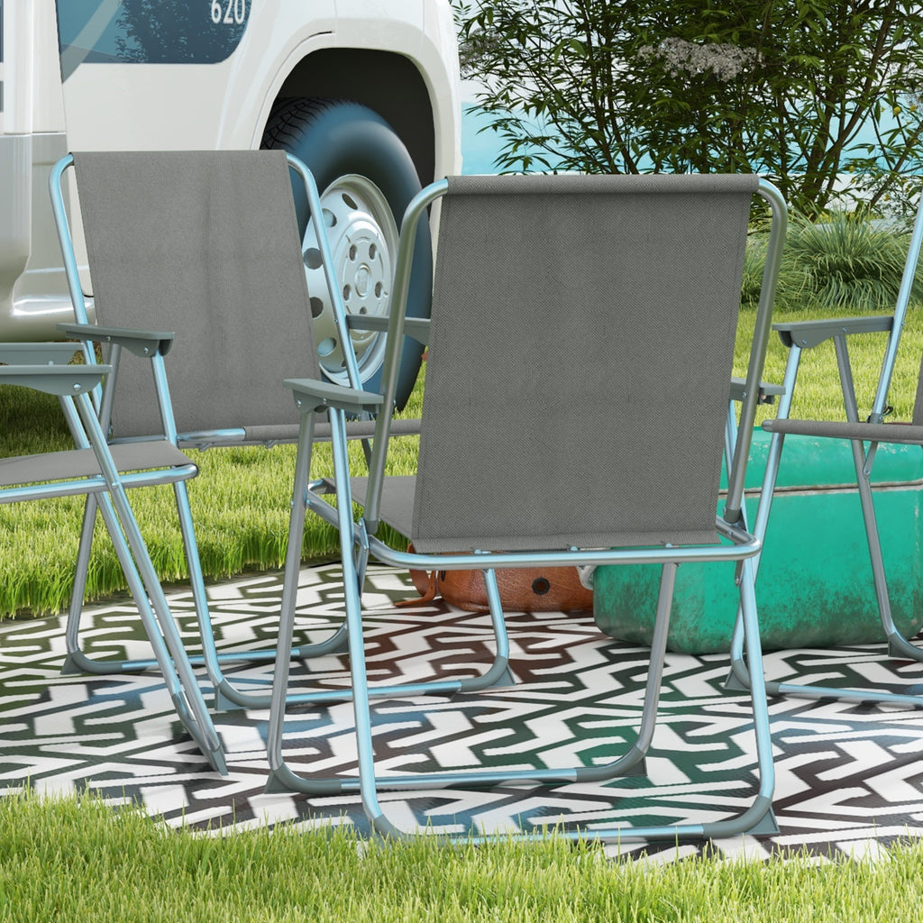 Outsunny Gartenstuhl Klappstuhl Campingstuhl, 53 cm x 54 cm x 76 cm, Glau + Silber