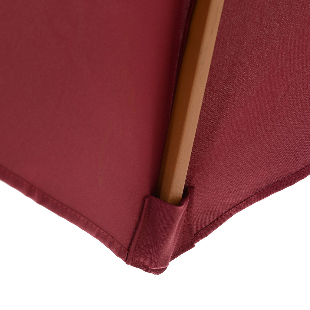 Outsunny Runder Garten-Sonnenschirm aus Holz und Polyester mit Seilöffnung, 2,5x2,3 m, Bordeaux