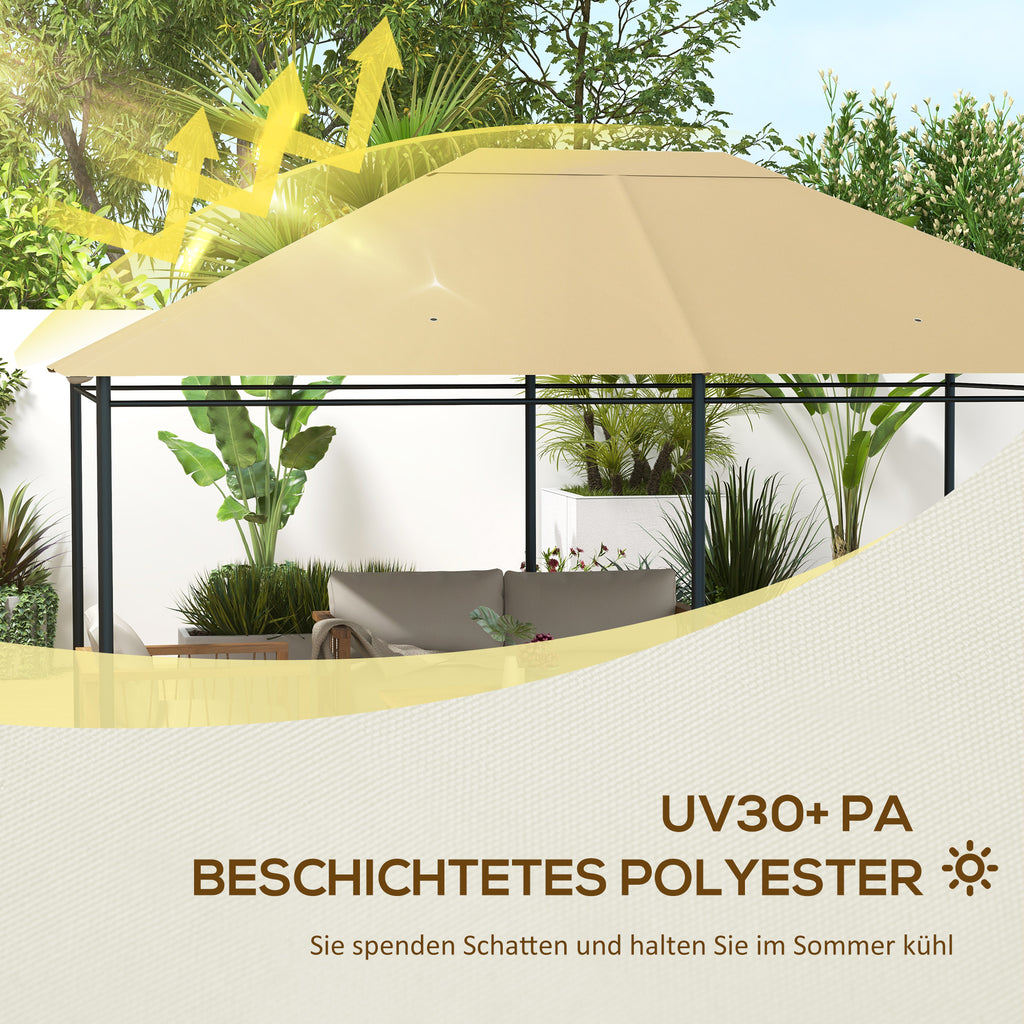 Outsunny Ersatzdach Pavillon Pavillon-Baldachin, wetterbeständig, 397 x 297 cm, Khaki