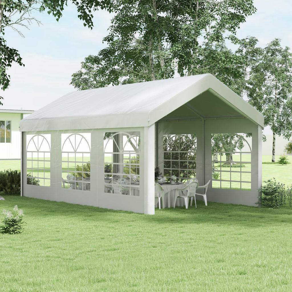 Outsunny Ersatzwand für Bierzelt oder Pavillon, wasserdicht, einfache Montage, 6 x 2 m, Weiß