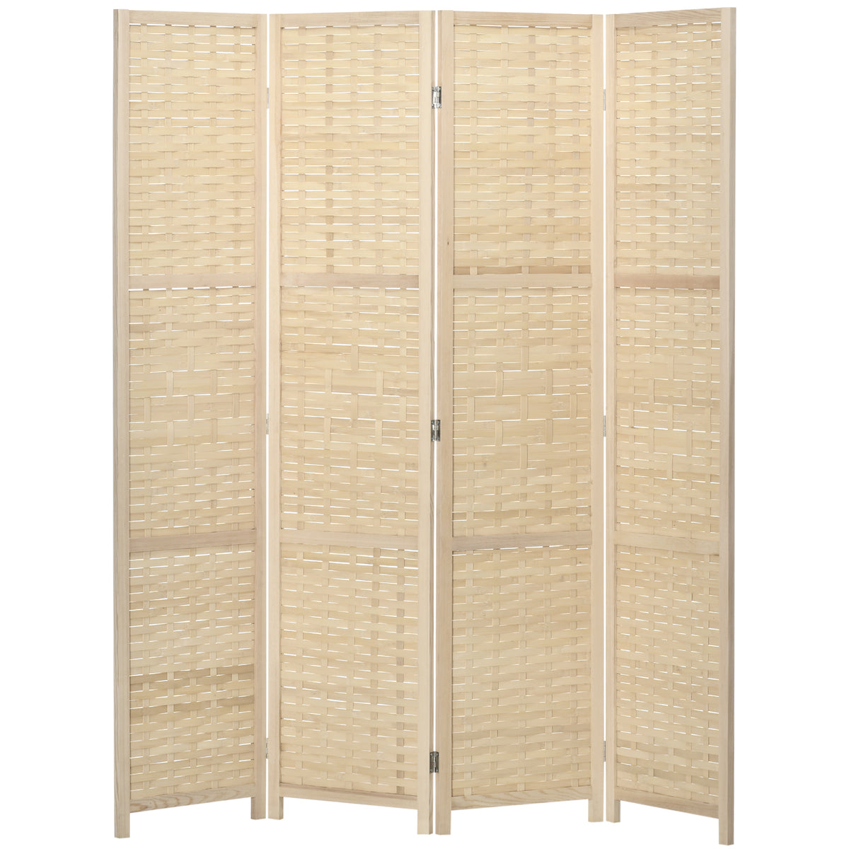 HOMCOM Innenraum Raumteiler mit 4 Türen aus Holz und Bambus, faltbar und platzsparend, Höhe 170cm, Braun