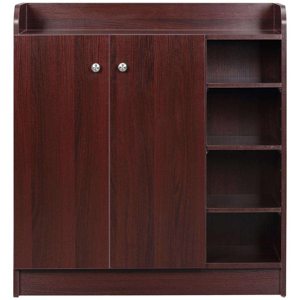 HOMCOM Moderner und Platzsparender Schuhschrank aus Holz für 12 Paar mit 4 Offenen Regalen, 83x30x90 cm, Farbe Braun