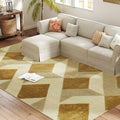HOMCOM Teppich Wohnzimmer 230 x 160 cm Kurzflor maschinenwaschbar hypoallergen für Wohnzimmer, Schlafzimmer, Büro, Gelb