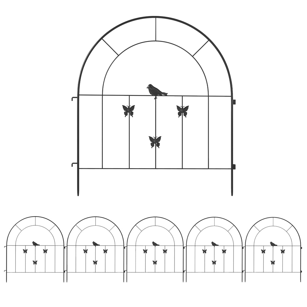 Outsunny Gartenzaun Zaun Stahl 300 cm x 70 cm hoch Dekorativer Gitterzaun Set Zaunelemente Schwarz