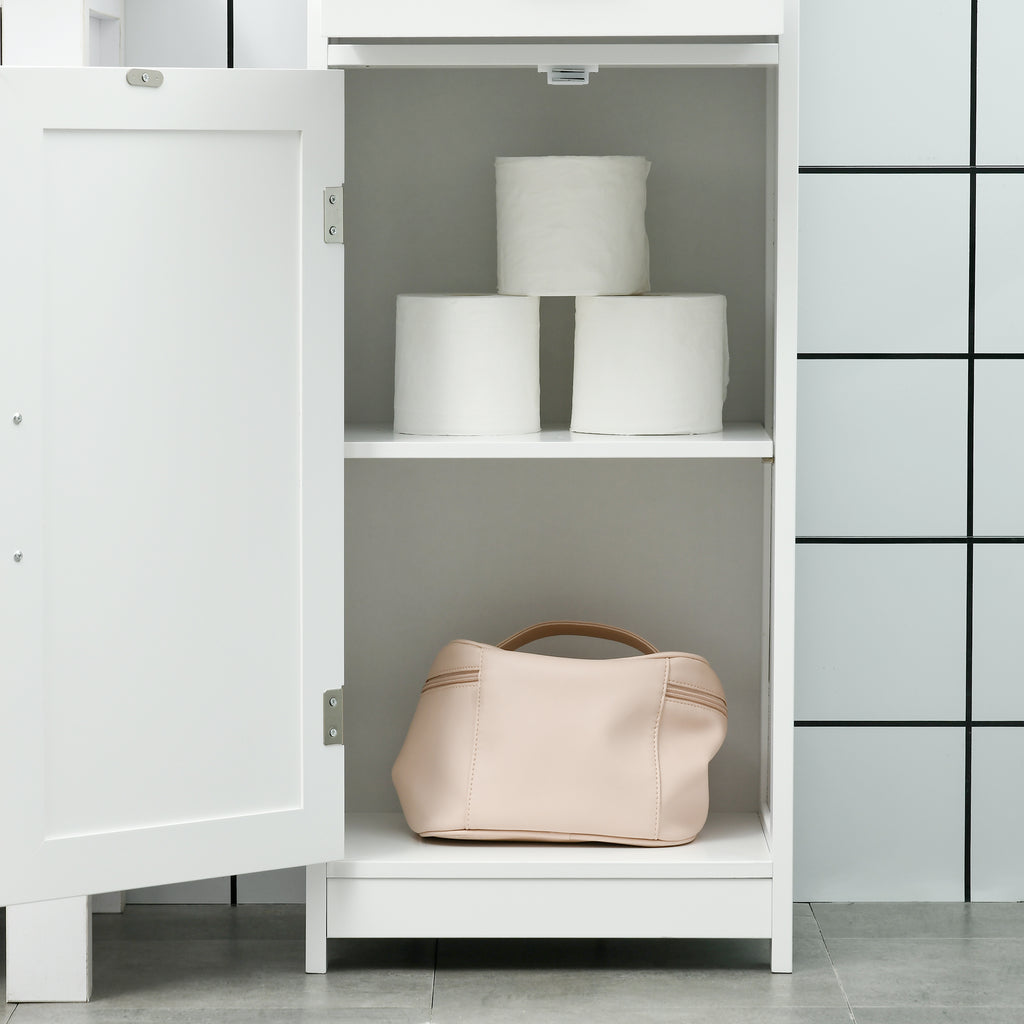 kleankin Badezimmerschrank mit 3 offenen Fächern, Schublade und verstellbarem Regal, 40 x 30 x 164 cm, weiß