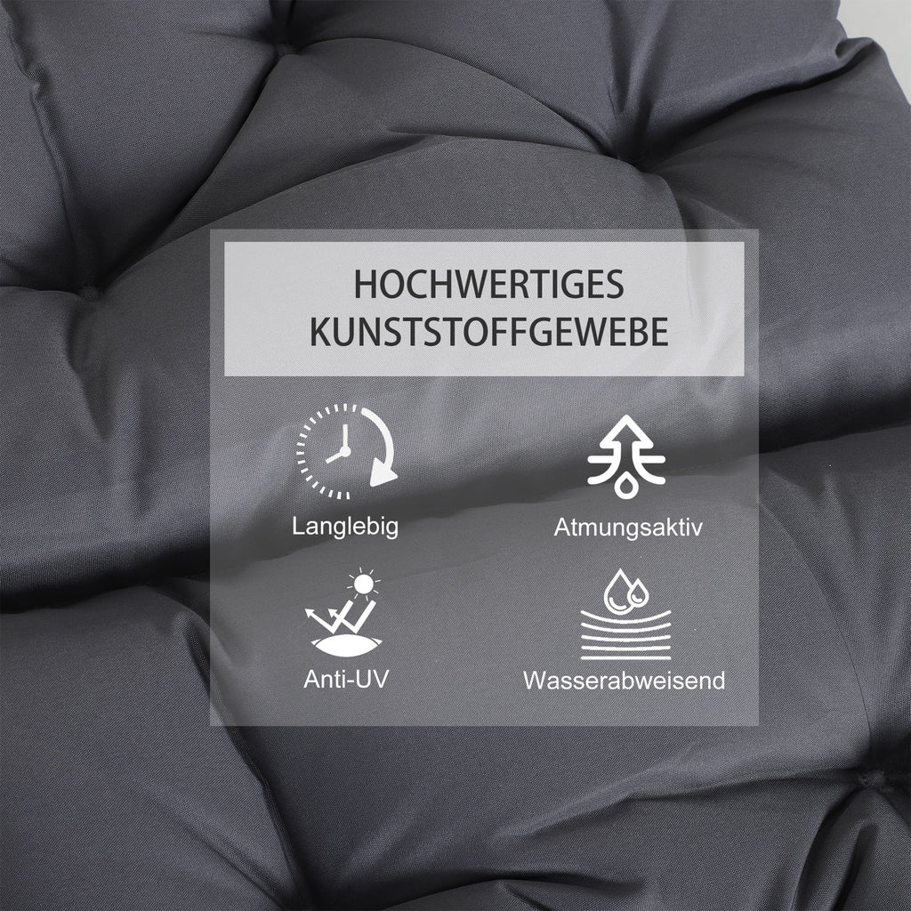 Outsunny 2er-Set Sitzkissen, 98cm x 50cm x 8cm Stuhlkissen mit Bänder, Polsterauflage, waschbar/Ergonomische Sitzpolster für Haus, Garten, Sofa, Grau