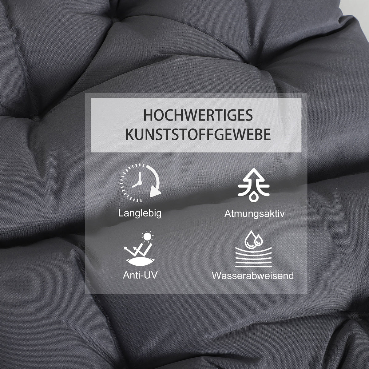Outsunny 2er-Set Sitzkissen, 98cm x 50cm x 8cm Stuhlkissen mit Bänder, Polsterauflage, waschbar/Ergonomische Sitzpolster für Haus, Garten, Sofa, Grau