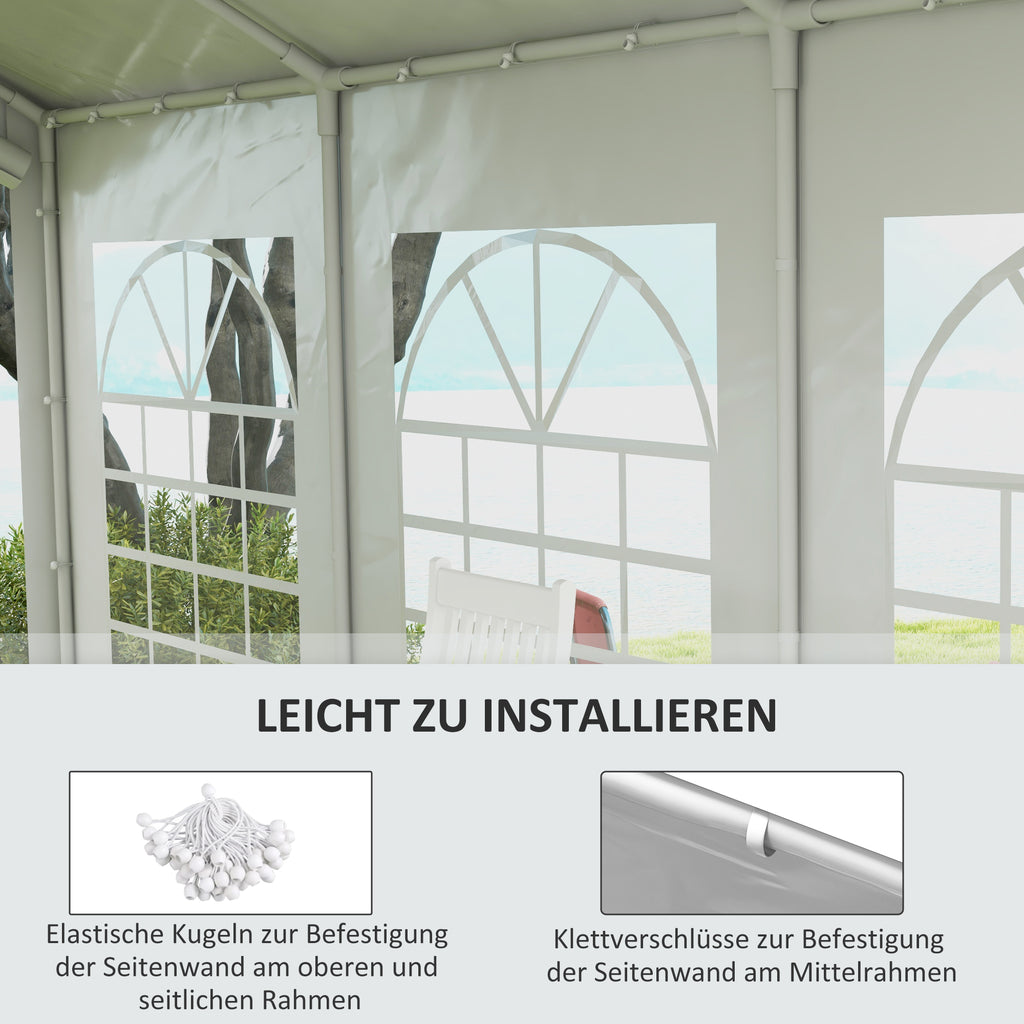 Outsunny Ersatzwand für Bierzelt oder Pavillon, wasserdicht, einfache Montage, 6 x 2 m, Weiß