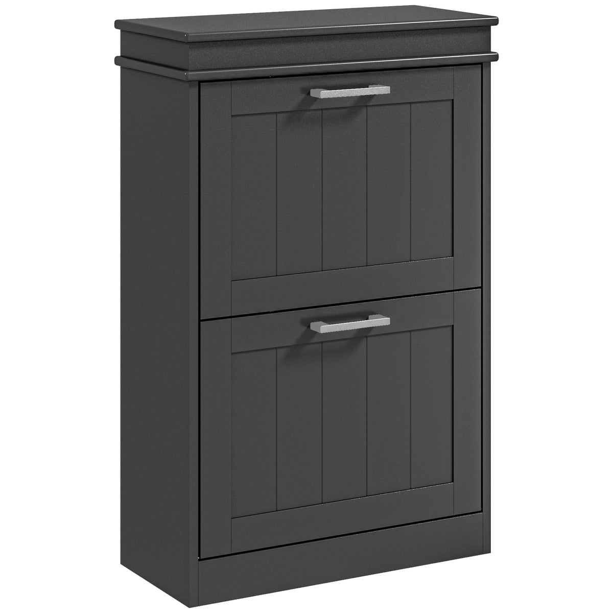 HOMCOM Schuhschrank, 2 Klapptüren, verstellbare Regale, für Eingang, Flur, 54 x 24 x 82,5 cm, Schwarz