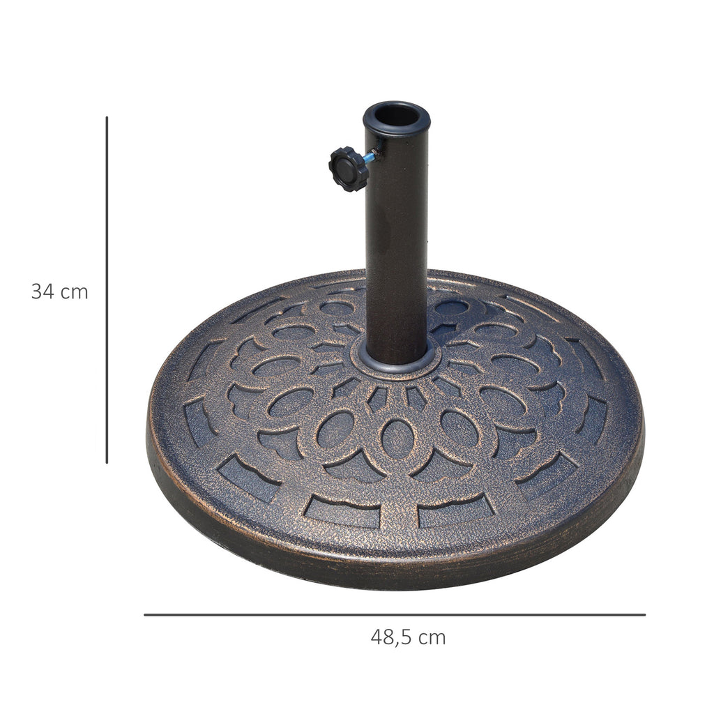 Outsunny Sonnenschirmständer aus Harz 14kg Schirmständer Griffe, Rund Schirmhalter, Schirmgewicht für Sonnenschirm 38mm/48mm Rohrdurchmesser, für Balkon, Terasse, Garten, Bronze