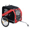 PawHut Fahrradanhänger für Hunde Haustiere 8 Reflektoren Flagge Deichsel inkl. Stahl Polyester wasserdicht Max. 30 kg 130L x 73B x 90H cm Rot