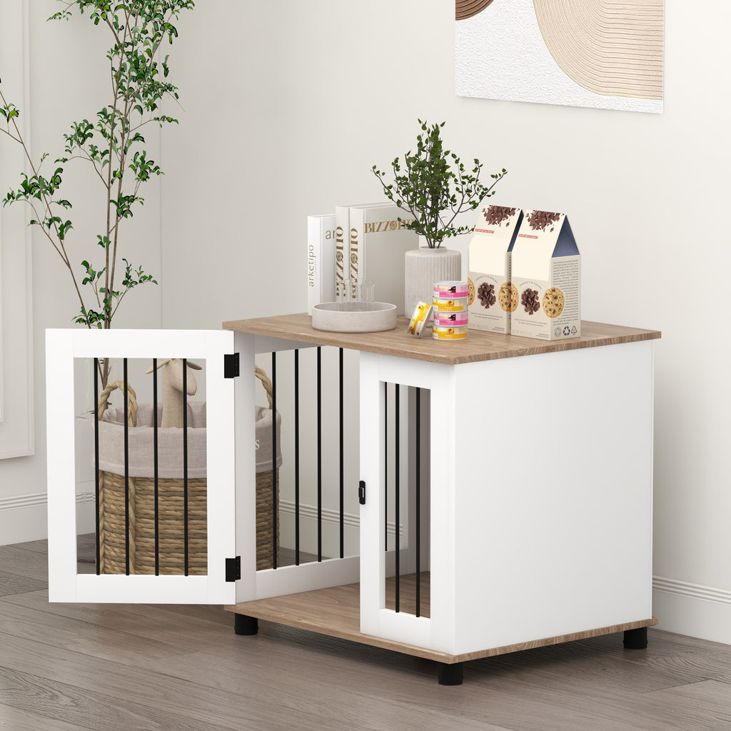 PawHut Hundekäfig Haustier auf Füßen 2 in 1 Beistelltisch mit 1 verriegelbaren Tür - Maße 73L x 60B x 68H cm