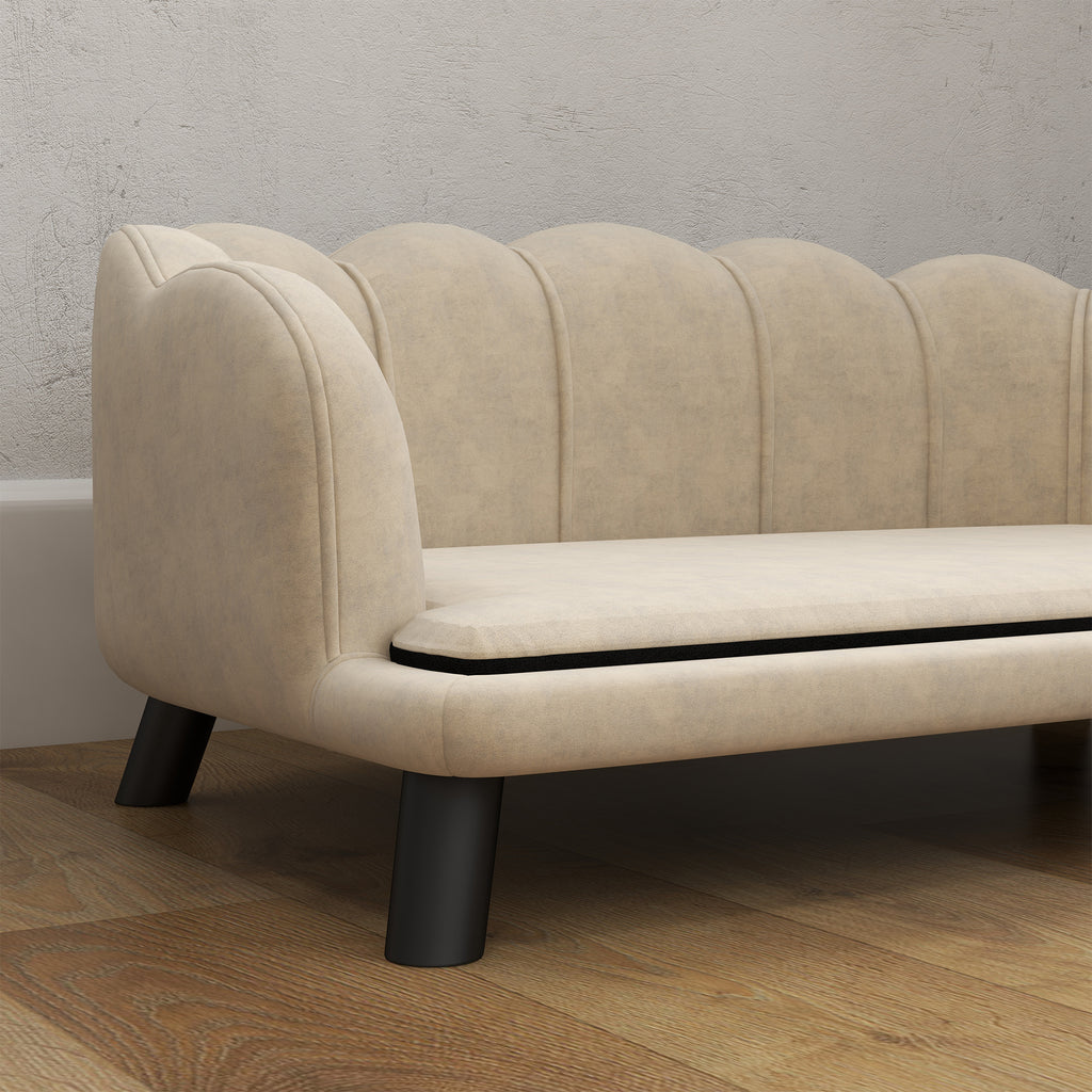 PawHut Hundesofa Katzenbett in zeitgenössischem Muscheldesign Größe 98L x 60B x 35H cm mit flauschigem Kissen aus Velours grün